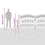 Fence Gate with Spear Top with Lock Grey 305 x 125 cm Steel 42009044