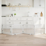 Dog Gate with Door Foldable 4 Panels White 320 cm Poplar Wood 352249