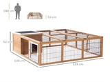 Rabbit Hutch Outdoor, Guinea Pig House, Bunny Run Cage with Openable Top for 12 Rabbits, 123 120 T3398P548546