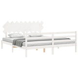 Bed Frame without Mattress White Super King Size Solid Wood 3195302