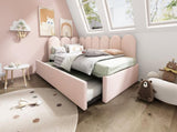 Upholstered Bed Daybed With Pull-Out Bed, 3FT Single Sofa Bed 90X190Cm,Guest Beds For Adults and N601P272133P