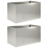 Garden Planter 2 pcs Silver 80 x 50 x 50 cm Stainless Steel 8005269