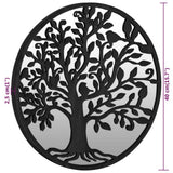 Round Garden Mirror Black Iron, Glass Medium Decorative Inlays 318370