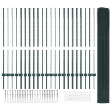 Welded Wire Fence with Posts 50 x 1.2 m PVC-Coated Steel Green 3336518