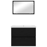 Bathroom Furniture Set 3 pcs Black Oak Engineered Wood 3393502