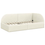 Corner Bed Frame with Headboard Cream 100 x 200 cm Velvet 42016663