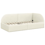 Corner Bed Frame with Headboard Cream 100 x 200 cm Velvet 42016663