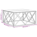 ZNTS Coffee Table 80x80x40 cm Stainless Steel and Glass 349970