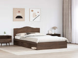 Bed Frame with Headboard Brown Oak 120 x 190 cm Solid Pine Wood 3413341