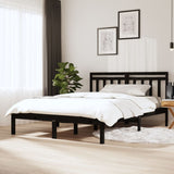 3100573 Bed Frame without Mattress Black Solid Wood 140x190 cm