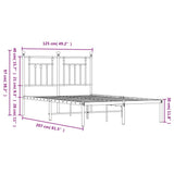 Bed Frame Black Powder-Coated Steel Double Bed Frame 353535
