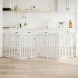 Dog Gate with Door Foldable 4 Panels White 320 cm Poplar Wood 352251