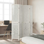 Room Divider 4 Panels White Solid Wood Paulownia 358675
