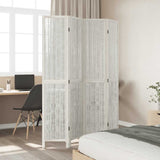 Room Divider 4 Panels White Solid Wood Paulownia 358675