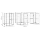 Outdoor Dog Kennel Galvanised Steel with Roof 12.1 m 3082274