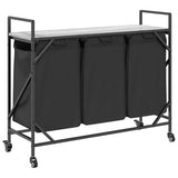 Laundry Basket 3 Compartments with Wheels Grey Sonoma 859093