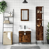 3 Piece Bathroom Furniture Set Smoked Oak Engineered Wood 3214797