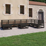 9 Piece Garden Lounge Set Black Solid Pinewood 3075723