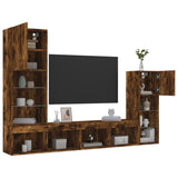 4 Piece TV Wall Units with LED Smoked Oak Engineered Wood 3216651