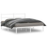 Metal Bed Frame without Mattress with Headboard White 160x200cm 355417