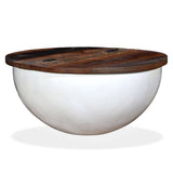 Coffee Table Solid Reclaimed Wood White Bowl Shape 245258