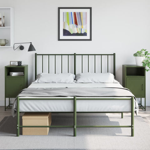 ZNTS Bedside Cabinets 2 pcs Olive Green 36x39x78 cm Steel 846575