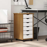 Rolling Cabinet with Drawers "MOSS" Honey Brown Solid Wood Pine 4015783