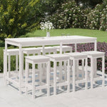 9 Piece Garden Bar Set White Solid Wood Pine 3154766