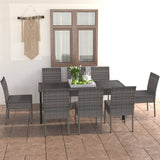 ZNTS 9 Piece Outdoor Dining Set with Cushions Poly Rattan Grey 3100406