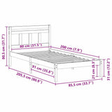 Bed Frame Brown 80 x 200 cm Solid Pine Wood 872344