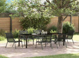 Garden Dining Set 7 pcs Black Powder-Coated Steel 3379140