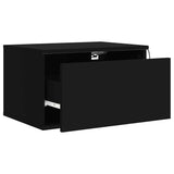 Wall-mounted Bedside Cabinet with LED Lights Black 836828