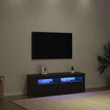TV Cabinet with LED Black Oak 120 x 35 x 40 cm Engineered Wood 862559
