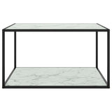 Coffee Table Black with White Marble Glass 90x90x50 cm 322913
