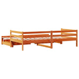 Daybed with Trundle&Drawers without Mattress Wax Brown 90x200 cm 3302162