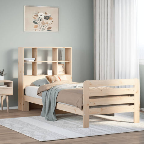 ZNTS Bed Frame without Mattress 100x200 cm Solid Wood Pine 3309917