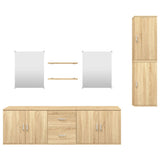 7 Piece Bathroom Furniture Set Oak Engineered Wood 242562