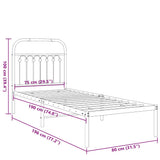 Metal Bed Frame without Mattress with Headboard White 75x190cm 376639