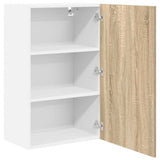 Hanging Cabinet with Door Sonoma Oak and White 50 x 31 x 80 cm 884268