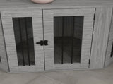 2 in 1 Dog Crate Furniture Side Table, with Cushion, 104 x 55 x 63cm - Grey T3398P376385