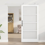 Sliding Door ORKDAL White 93 x 202 cm Solid Pine Wood and Glass 3332064
