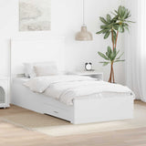 Bed Frame with Headboard White 100 x 200 cm Engineered Wood 3409685