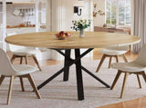 Extendable dining table 100-140cm, round-oval table, stable X-metal frame, adjustable feet, wood N639P439338N