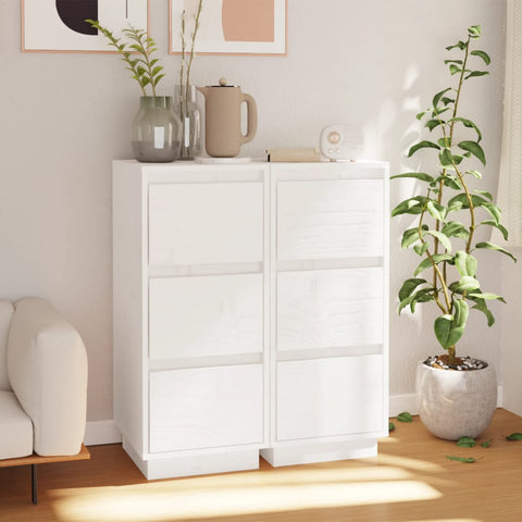 Sideboards 2 pcs White 32x34x75 cm Solid Wood Pine 813368