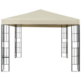 Gazebo with LED String Lights 3x3 m Cream 3070320