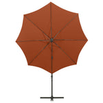 ZNTS Cantilever Garden Parasol with Pole and LED Lights Terracotta 300 cm 312343