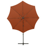 ZNTS Cantilever Garden Parasol with Pole and LED Lights Terracotta 300 cm 312343