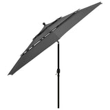 3-Tier Garden Parasol with Aluminium Pole Anthracite 3.5 m 313878