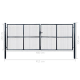 Mesh Garden Gate Galvanised Steel 400x150 cm Grey 143377