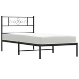 Metal Bed Frame without Mattress with Headboard Black 90x190cm 355259